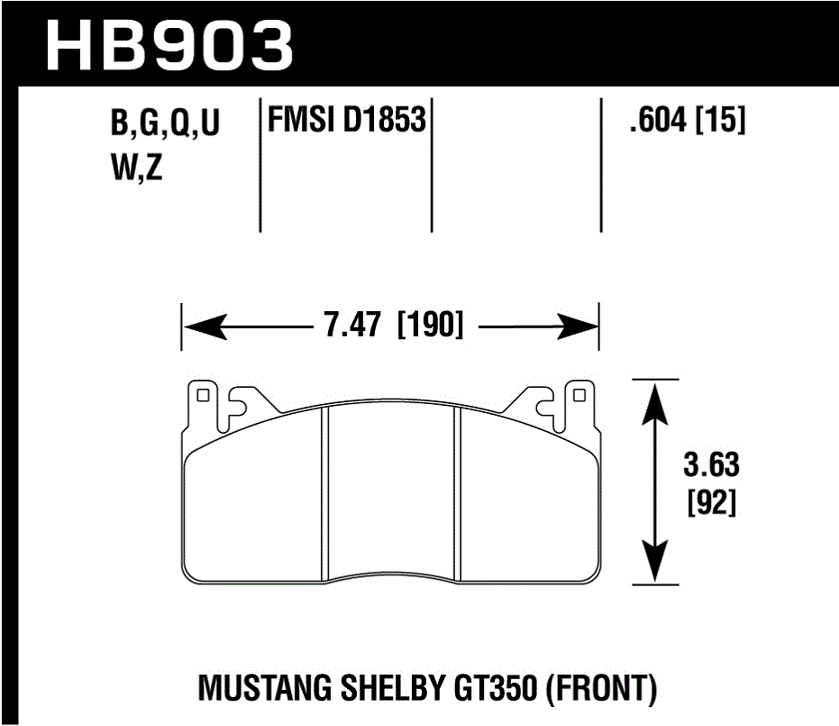 HAWK ER-1 Brake Pads 190mm x 92mm HWK-HB903D.604 - Front