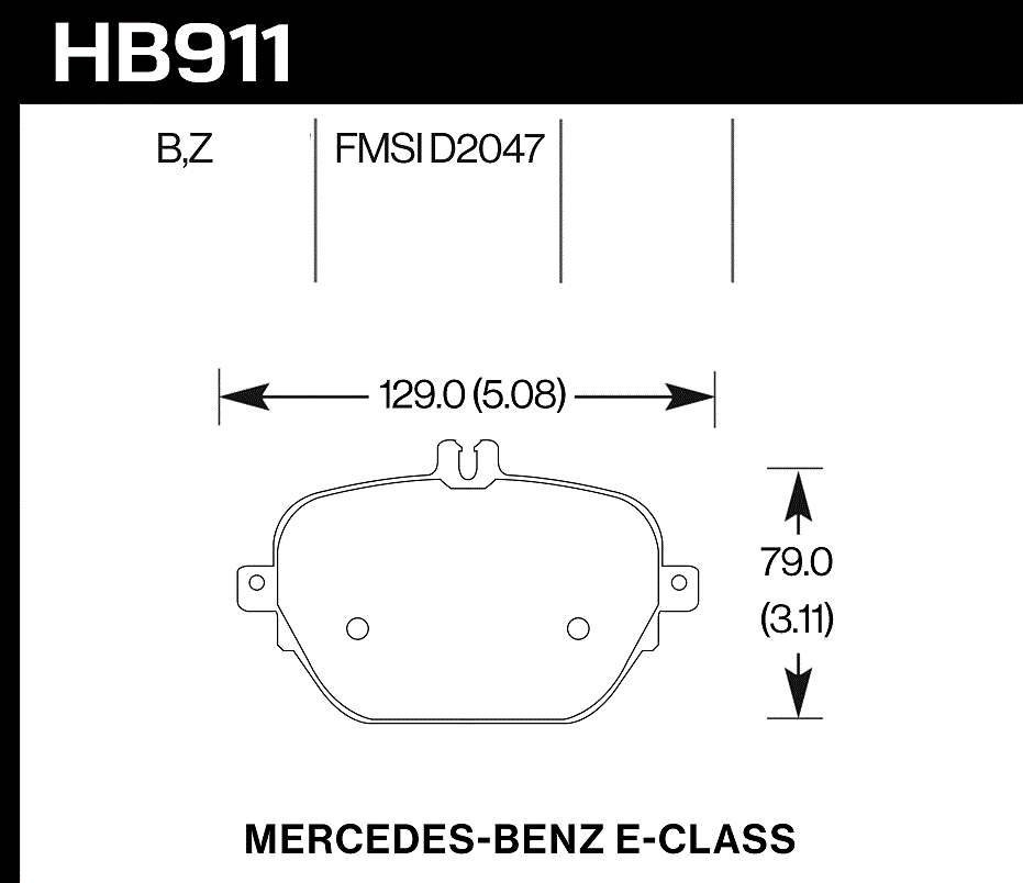HAWK HPS 5.0 Brake Pads 129mm x 79mm HWK-HB911B.654 - Rear