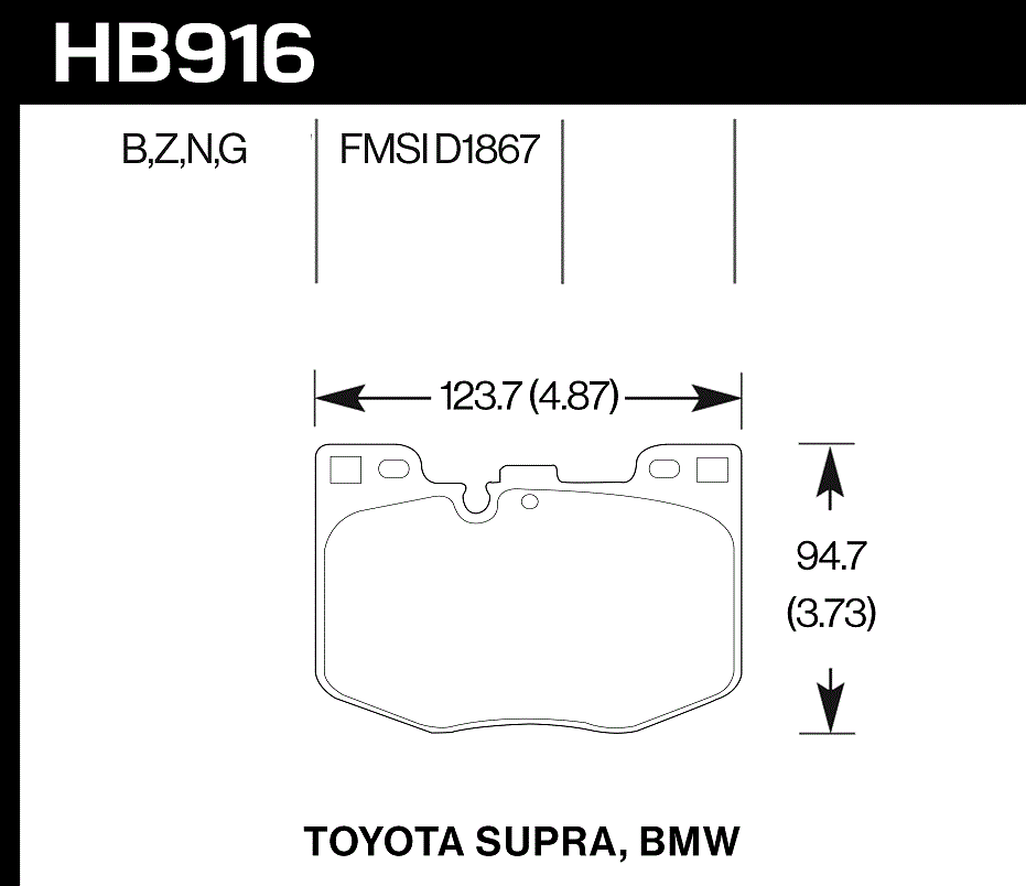 HAWK HPS 5.0 Brake Pads 123.7mm x 94.7mm HWK-HB916B.740 - Front