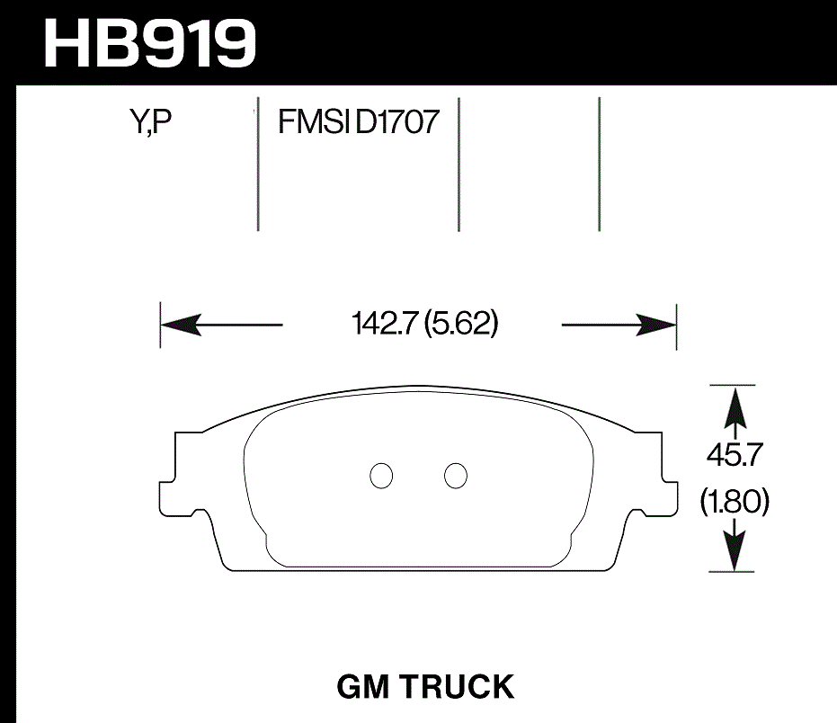 HAWK PC Brake Pads 142mm x 45mm HWK-HB919Y.670 - Rear