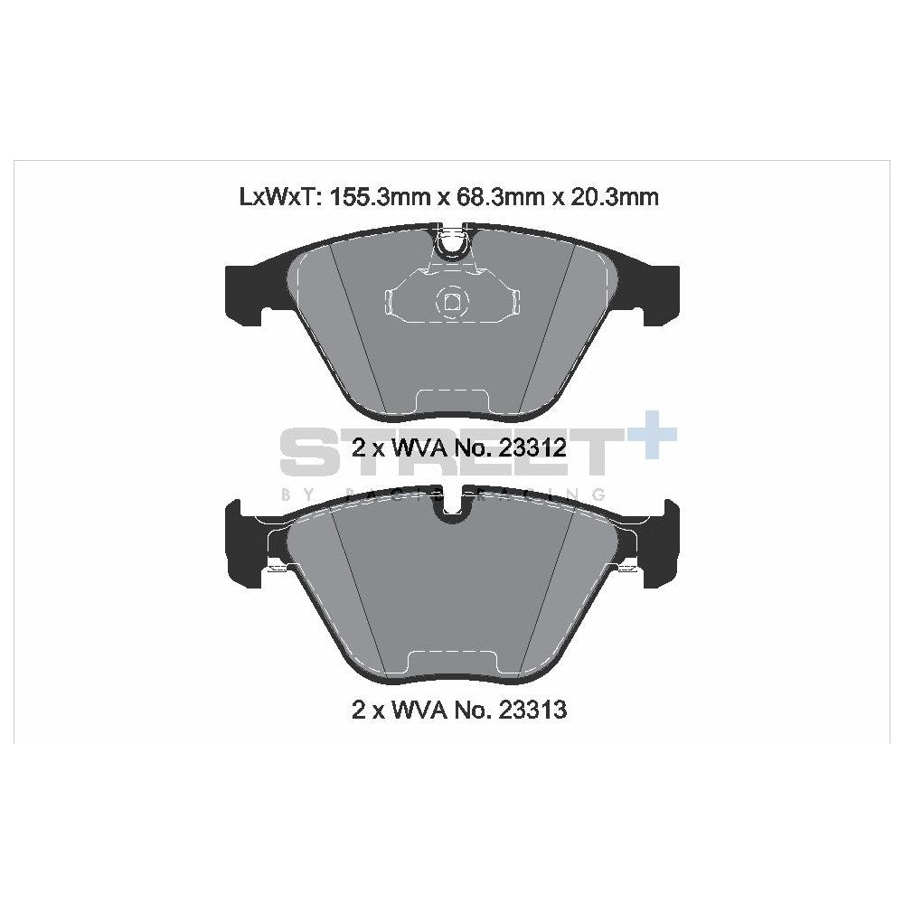 Pagid Street Brake Pads 155.3mm x 68.3mm T8024SP2001 - Front