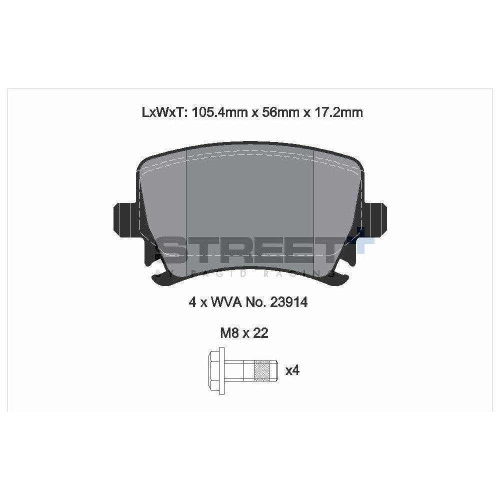 Pagid Street Brake Pads 105.5mm x 55.9mm T8049SP2001 - Rear