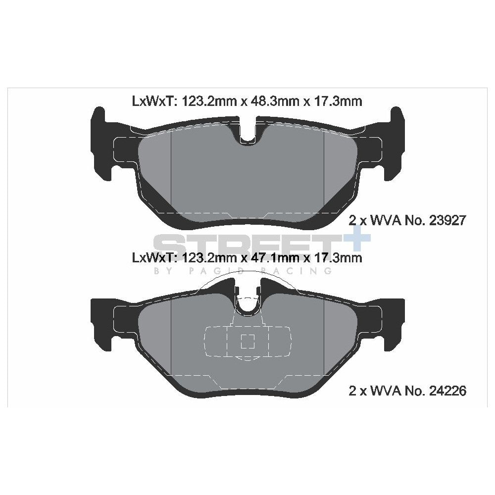 Pagid Street Brake Pads 123.3mm x 49.9mm T8051SP2001 - Rear