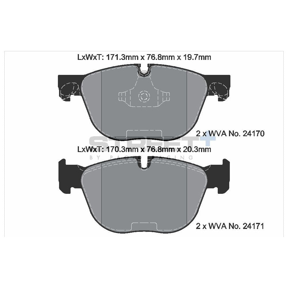 Pagid Street Brake Pads 171.1mm x 76.8mm T8060SP2001 - Front