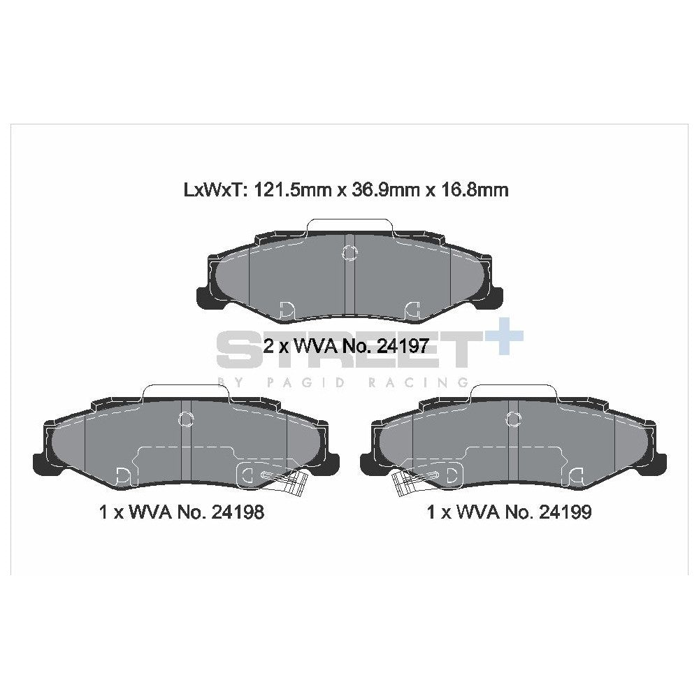 Pagid Street Brake Pads 121.7mm x 36.9mm T8063SP2001 - Rear