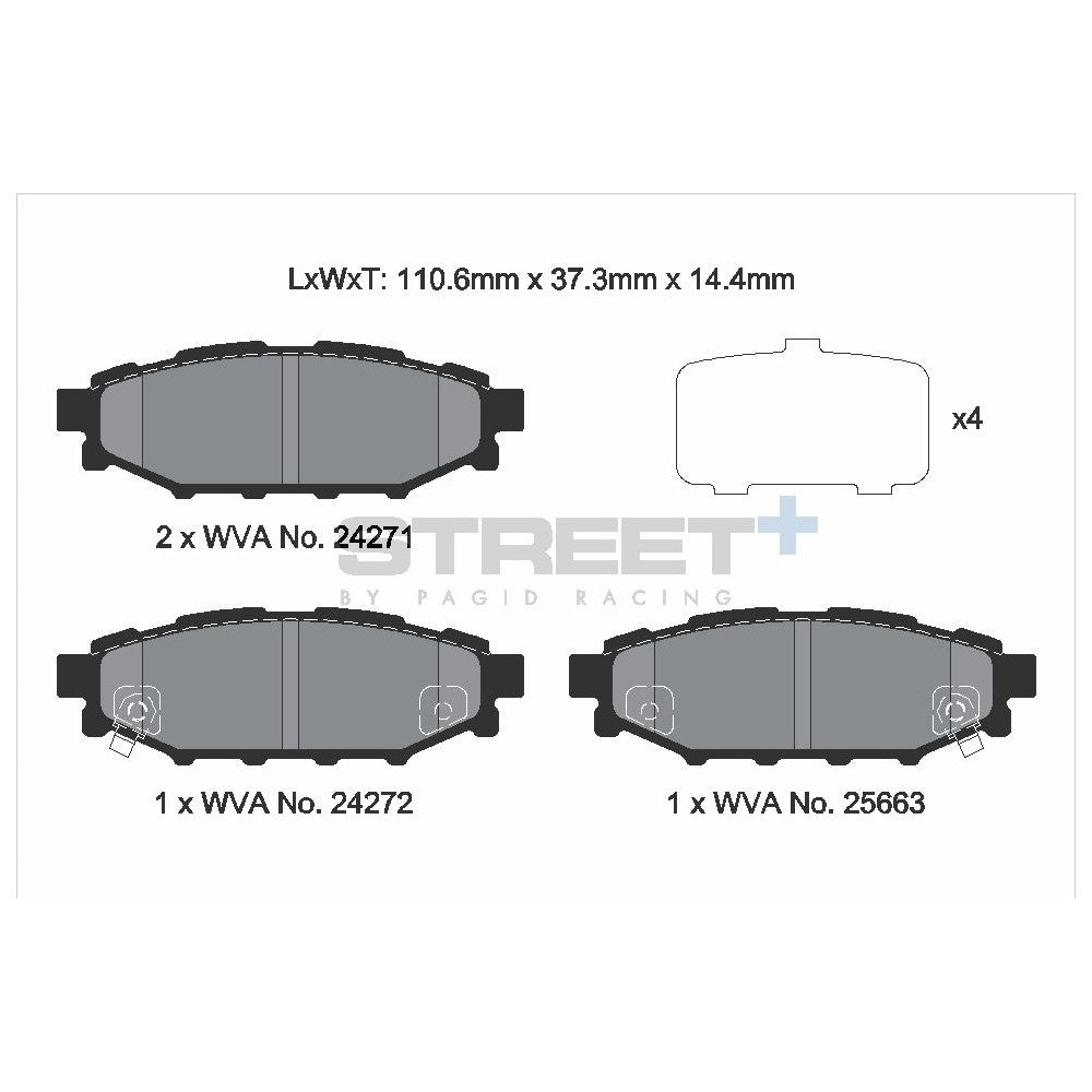 Pagid Street Brake Pads 110.7mm x 37.3mm T8065SP2001 - Rear