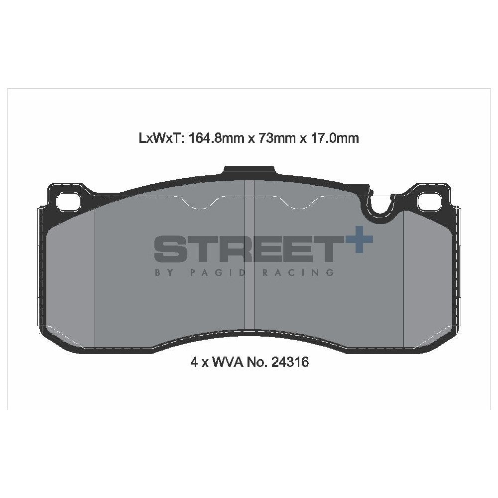 Pagid Street Brake Pads 164.8mm x 73mm T8068SP2001 - Front