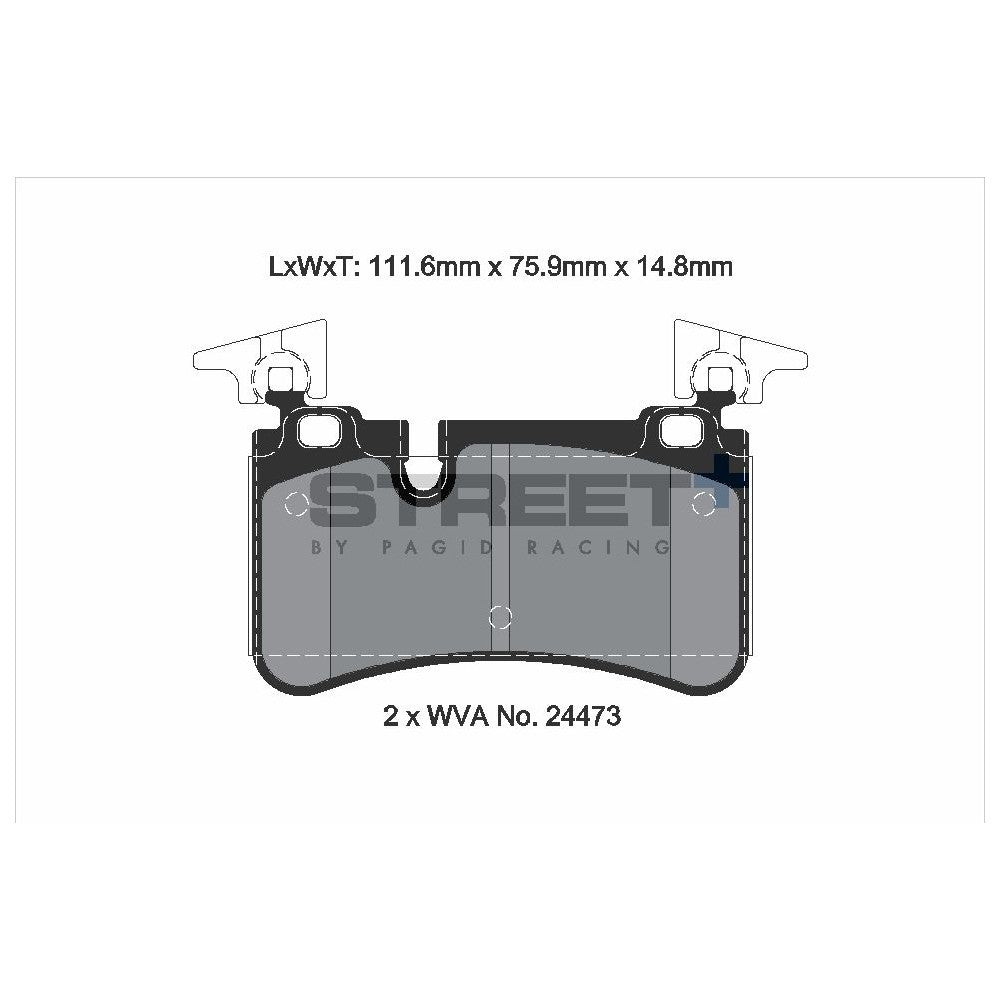Pagid Street Brake Pads 109.7mm x 75.9mm T8074SP2001 - Rear
