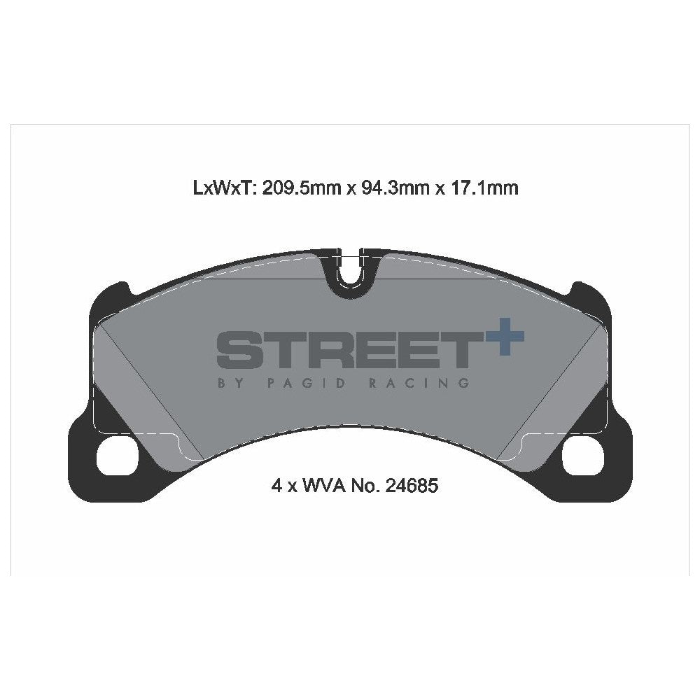 Pagid Street Brake Pads 209.5mm x 94.3mm T8087SP2001 - Front