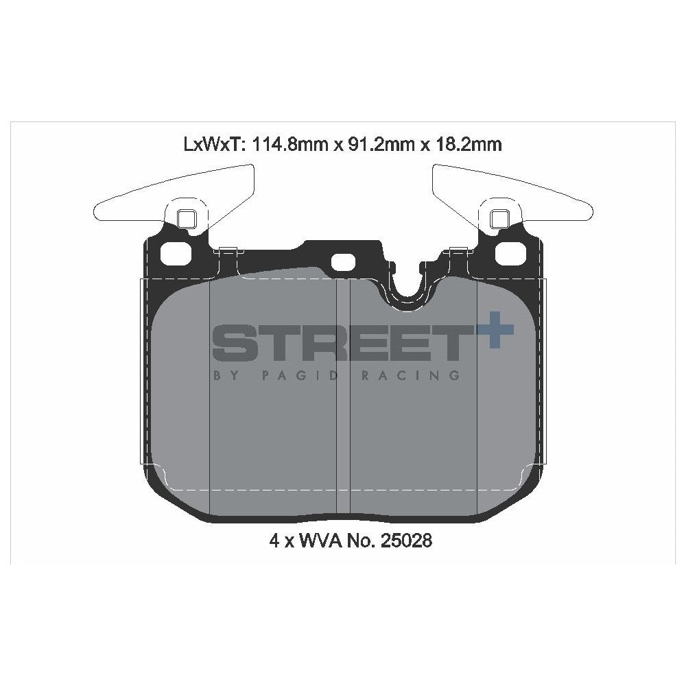 Pagid Street Brake Pads 114.8mm x 91.2mm T8104SP2001 - Front