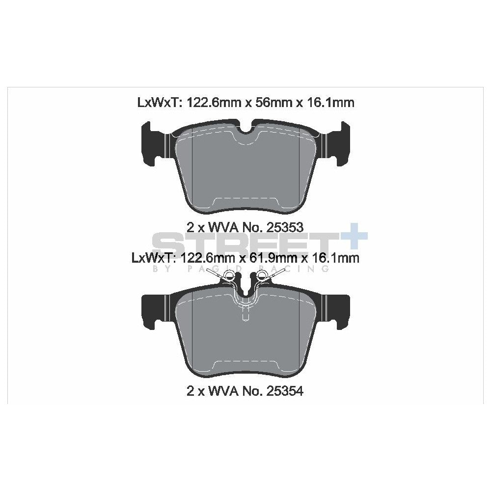 Pagid Street Brake Pads 122.5mm x 61.9mm T8118SP2001 - Rear