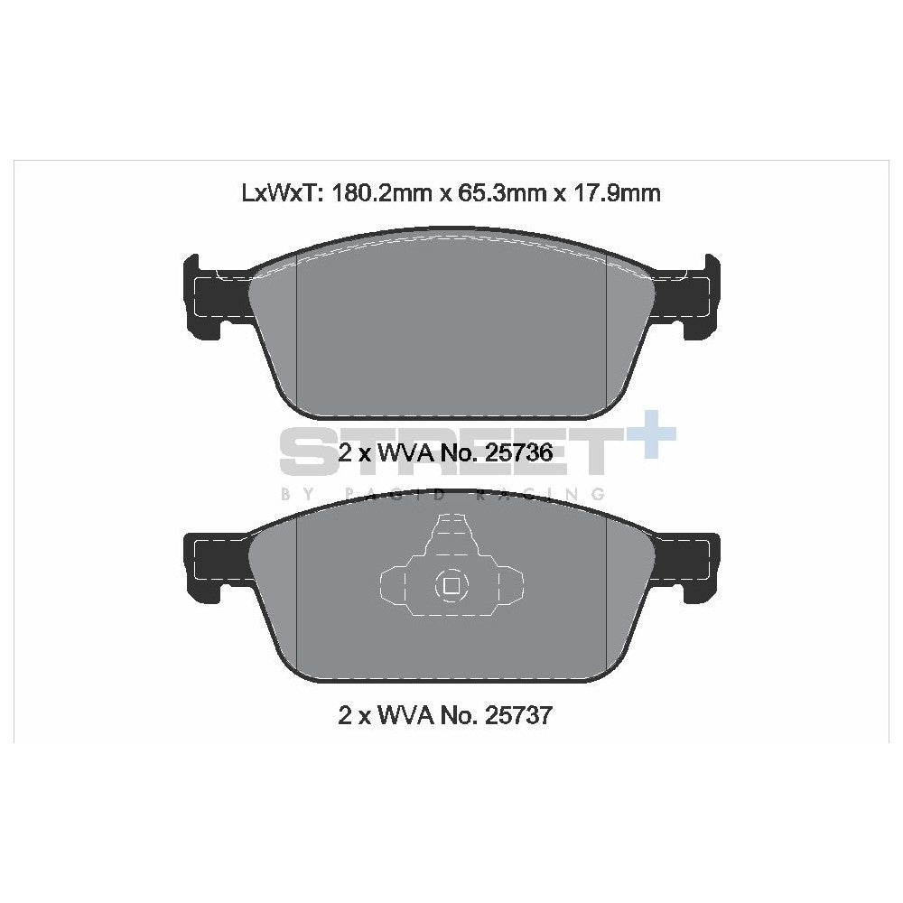 Pagid Street Brake Pads 180.1mm x 65.4mm T8125SP2001 - Front