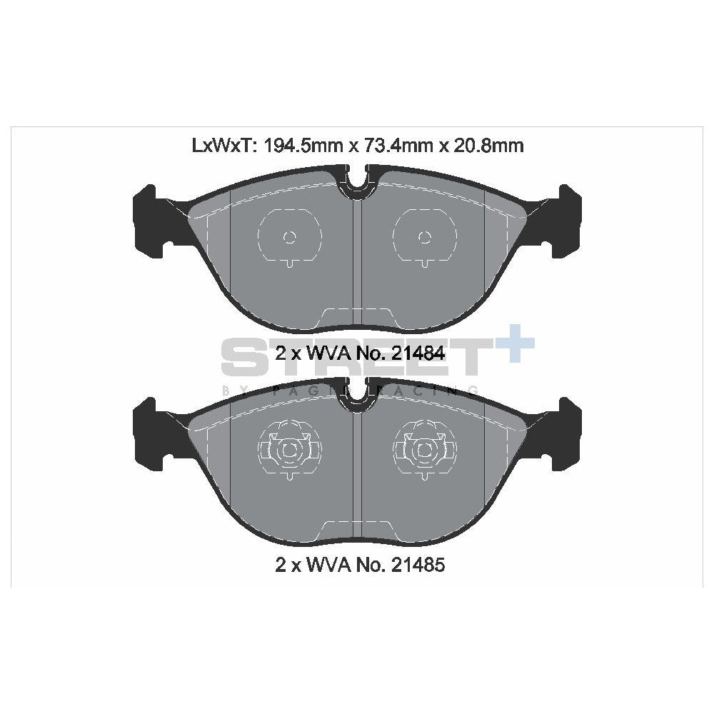 Pagid Street Brake Pads 194.5mm x 73.4mm T8156SP2001 - Front