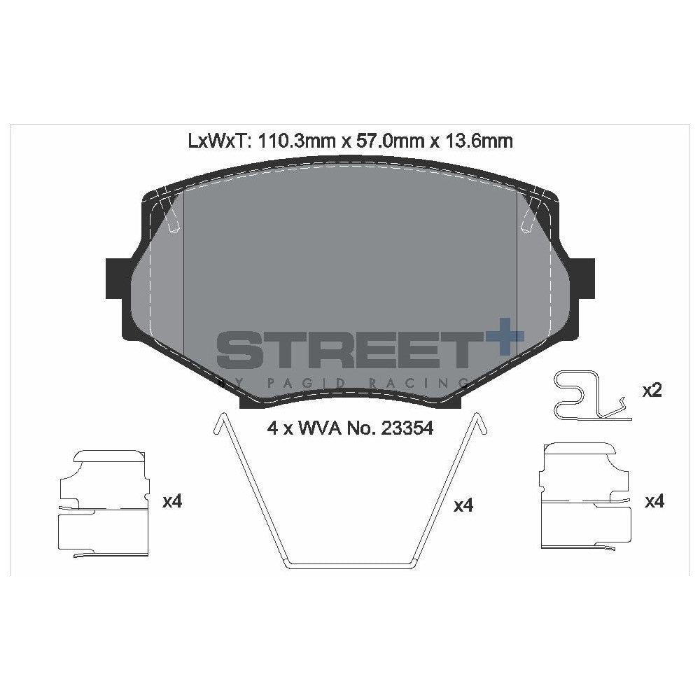 Pagid Street Brake Pads 110.3mm x 57.2mm T8171SP2001 - Front
