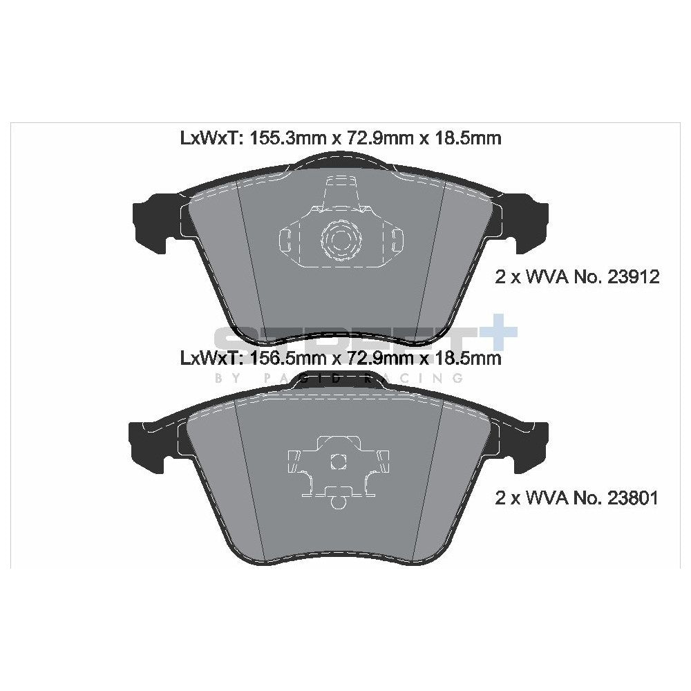 Pagid Street Brake Pads 155.3mm x 72.9mm T8180SP2001 - Front
