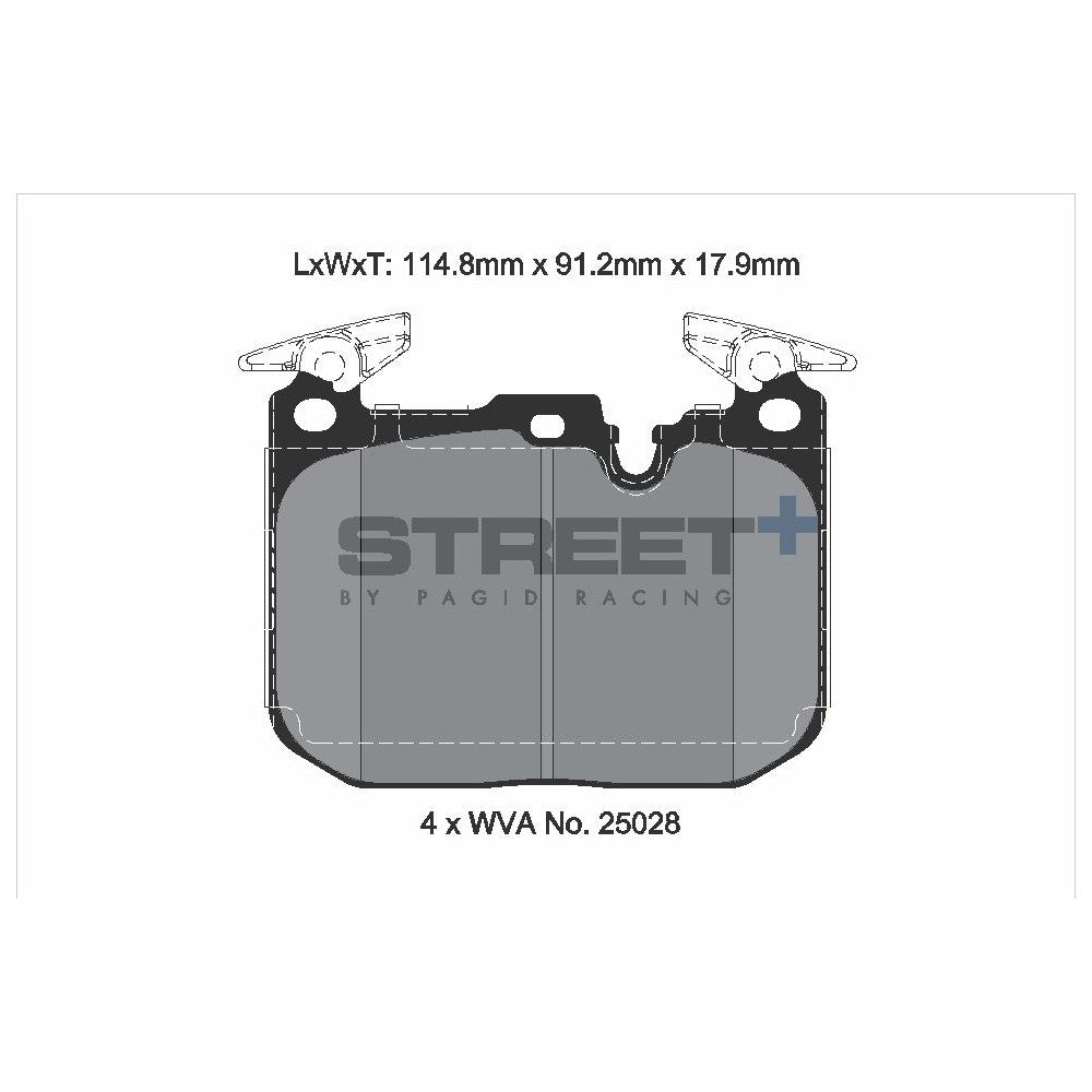 Pagid Street Brake Pads 114.8mm x 91.2mm T8194SP2001 - Front