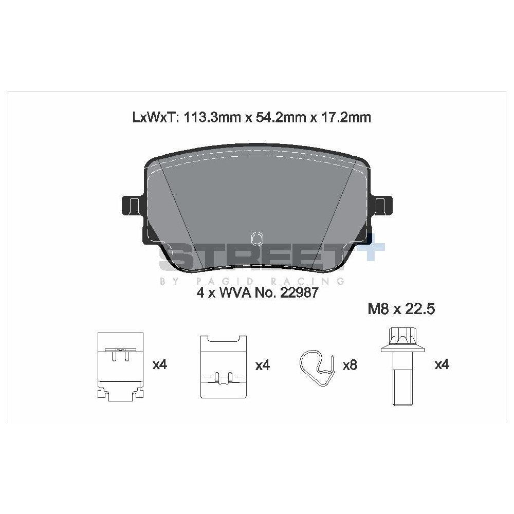 Pagid Street Brake Pads 113.7mm x 54.2mm T8213SP2001 - Rear