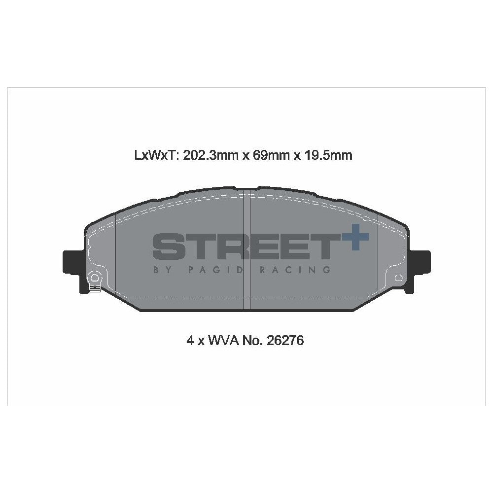 Pagid Street Brake Pads 202.2mm x 69.2mm T8239SP2001 - Front