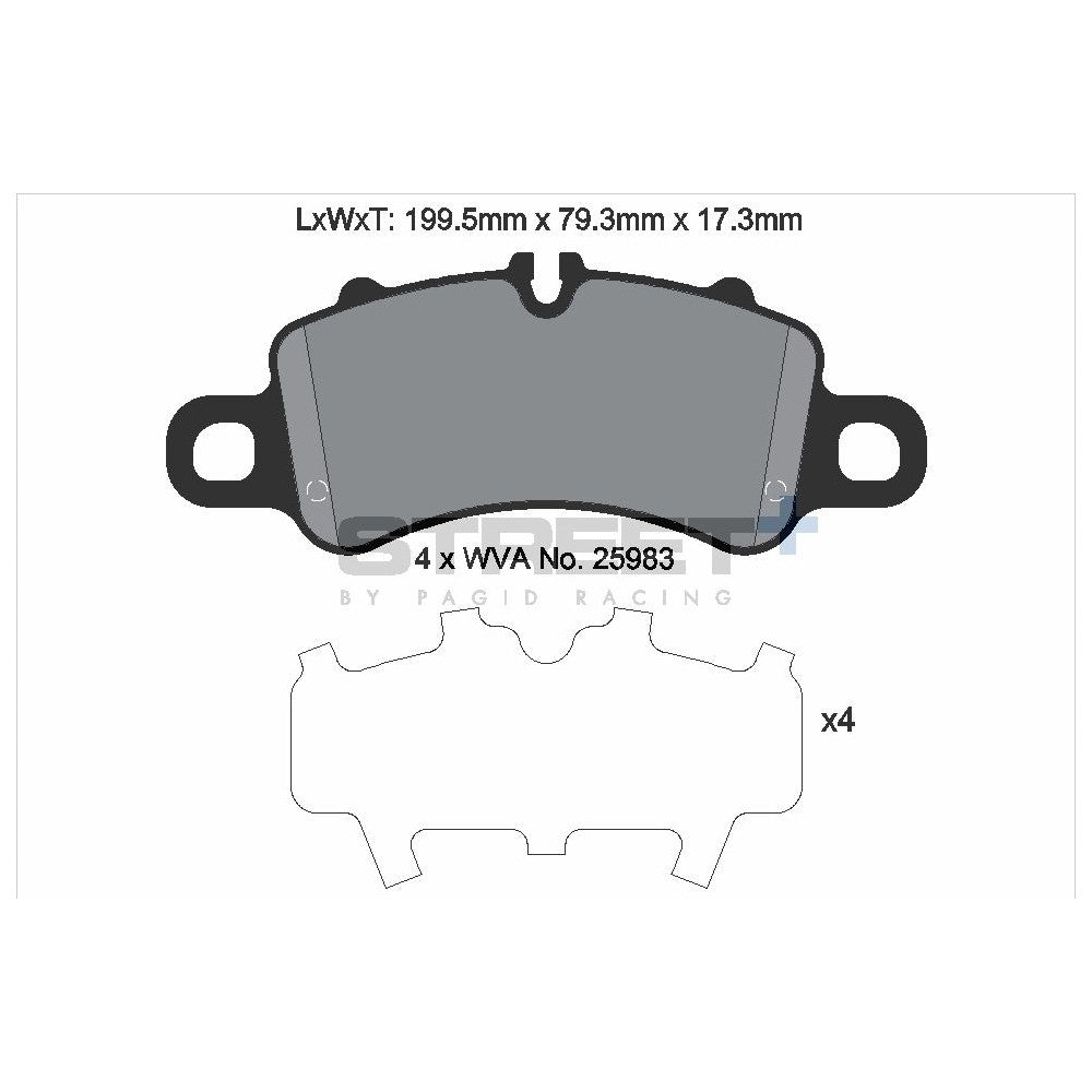 Pagid Street Brake Pads 199.5mm x 79.3mm T8273SP2001 - Front