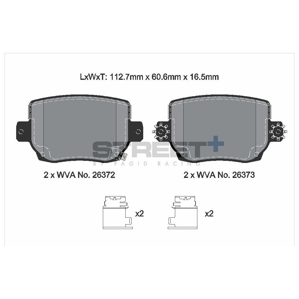 Pagid Street Brake Pads 112.7mm x 60.6mm T8281SP2001 - Rear