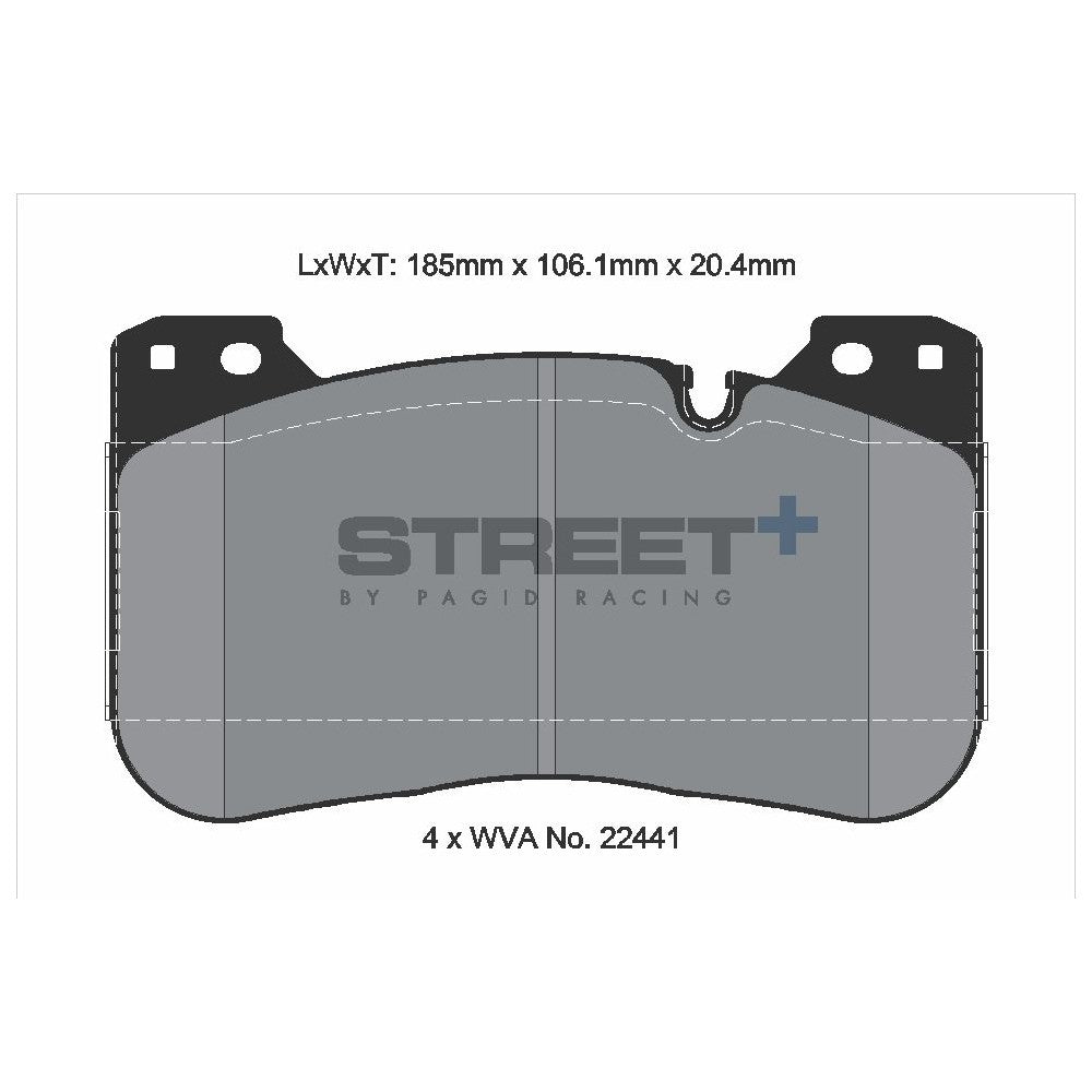 Pagid Street Brake Pads 185mm x 106.1mm T8289SP2001 - Front