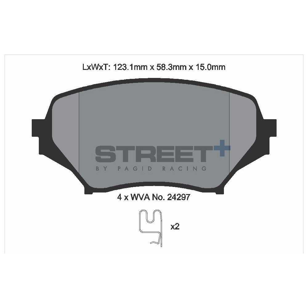 Pagid Street Brake Pads 123.1mm x 58.3mm T8301SP2001 - Front