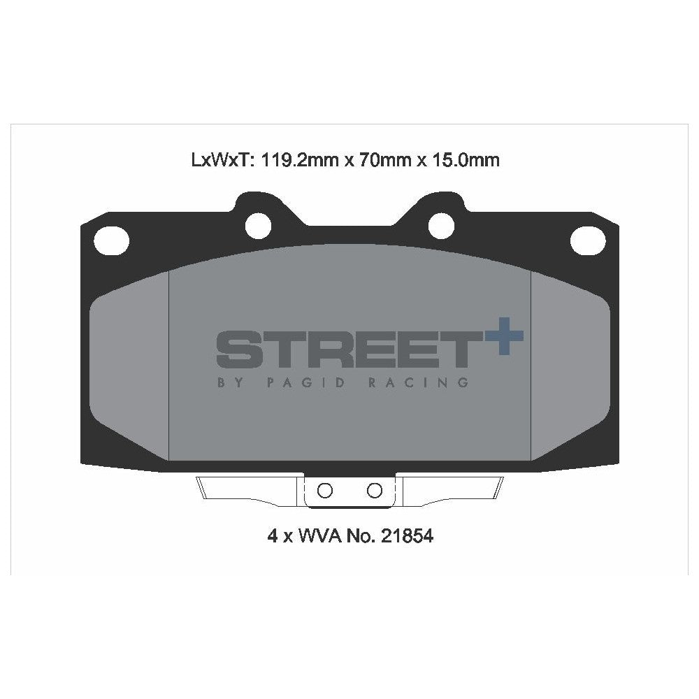 Pagid Street Brake Pads 119.2mm x 70mm T8308SP2001 - Front