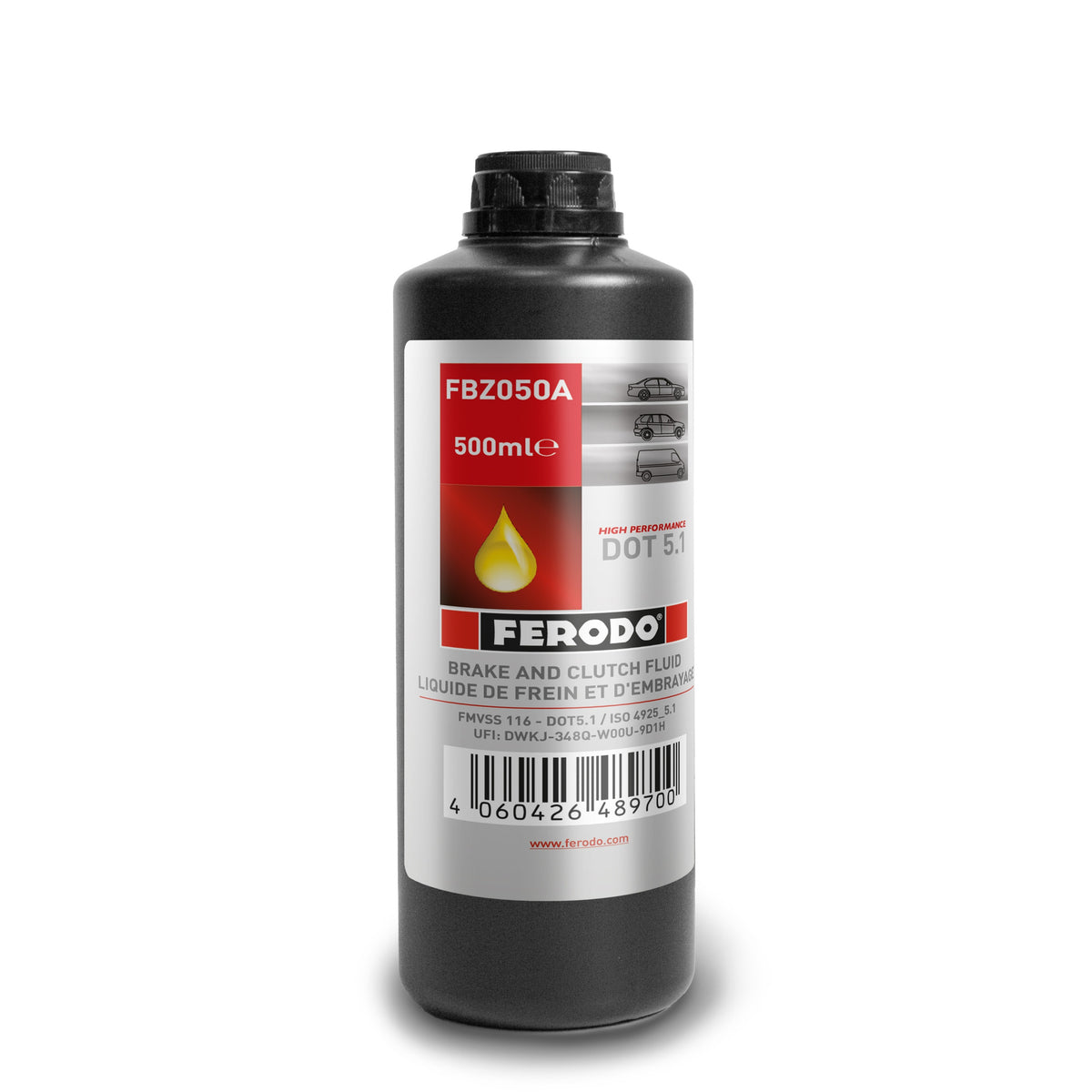 Ferodo DOT 5.1 Brake and Clutch Fluid 500ml bottle FBZ050A