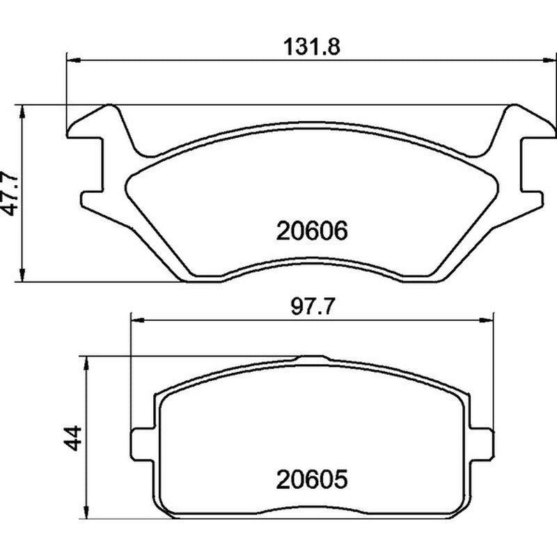 Mintex Racing M1144 Brake Pads 97.7 - 131.8mm x 44 - 47.7mm MDB1145M1144 - Front