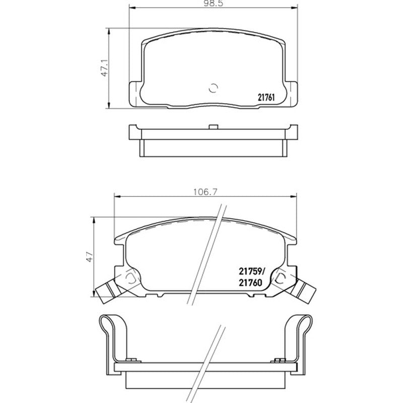 Mintex Racing M1144 Brake Pads 98.7 - 106.7mm x 46.8 - 47.1mm MDB1325M1144 - Rear