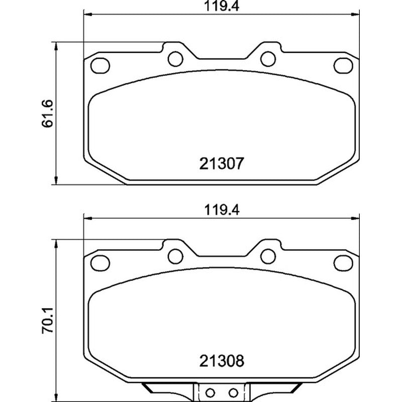 Mintex Racing F4R Brake Pads 119.2mm x 61.6 - 70.1mm 1416F4R14.00 - Front