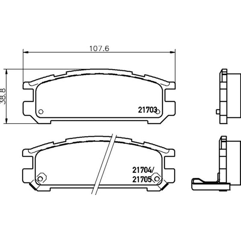 Mintex Racing M1155 Brake Pads 107.6mm x 38.8mm MDB1497M1155 - Rear