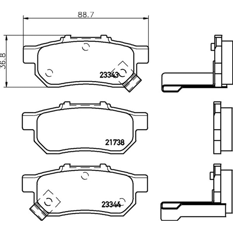 Mintex Racing M1144 Brake Pads 88.9mm x 36.8mm MDB1616M1144 - Rear