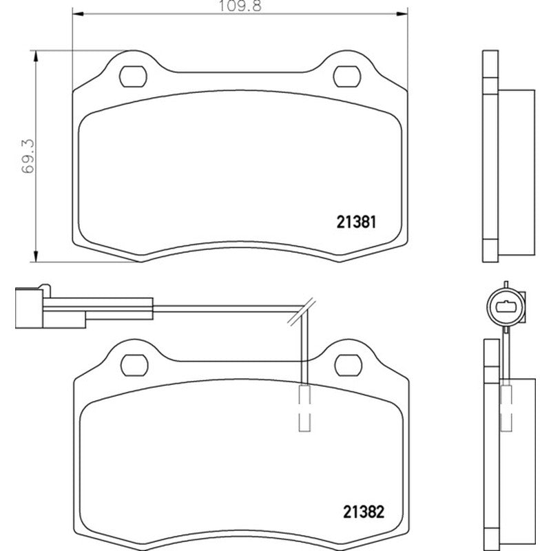 Mintex Racing M1155 Brake Pads 109.8mm x 69.3mm MDB1633M1155 - Front
