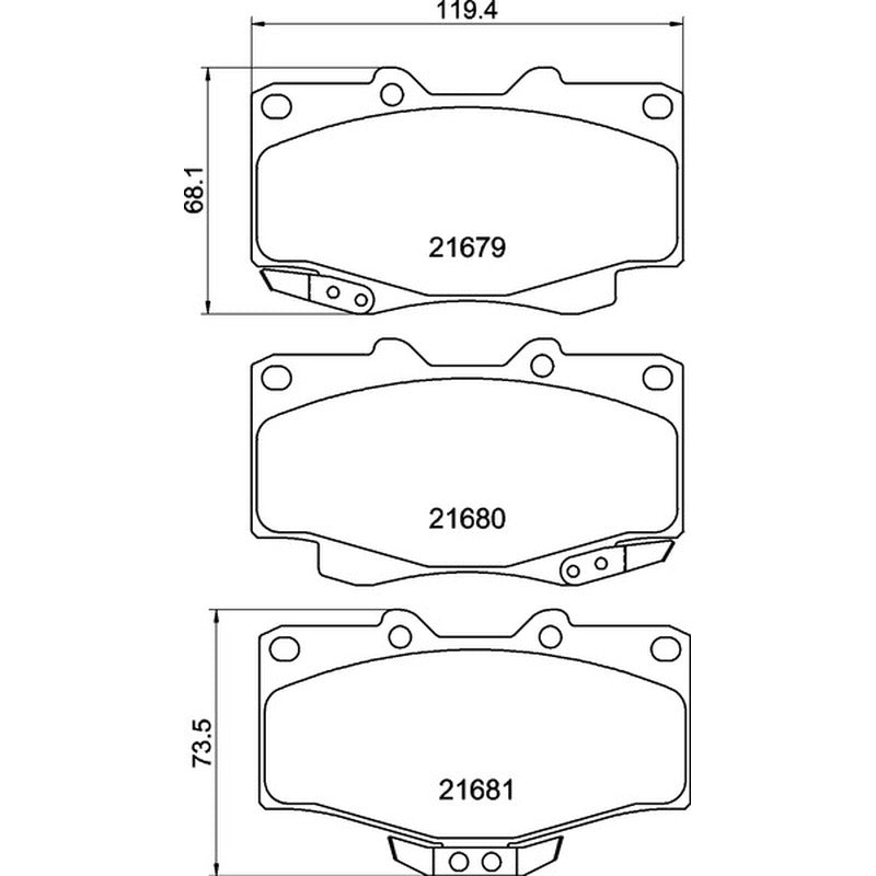 Mintex Racing M1155 Brake Pads 119.4mm x 68.1 - 73.5mm MDB1647M1155