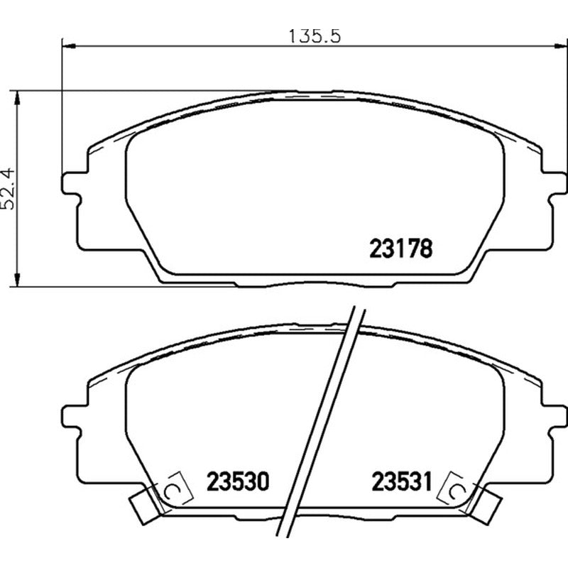 Mintex Racing M1166 Brake Pads 135.5mm x 52.4mm MDB2044M1166 - Front