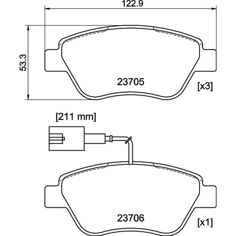 Mintex Racing M1166 Brake Pads 122.9mm x 53.3mm MDB2239M1166 - Front