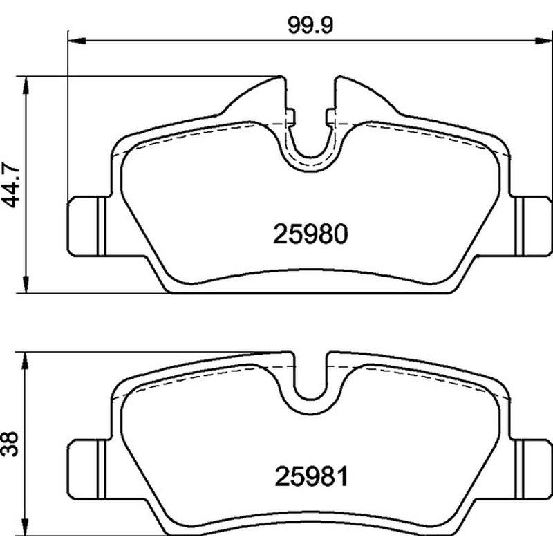 Mintex Racing MRM1801 FR Brake Pads 99.9mm x 37.9 - 44.7mm MDB3438FR - Rear