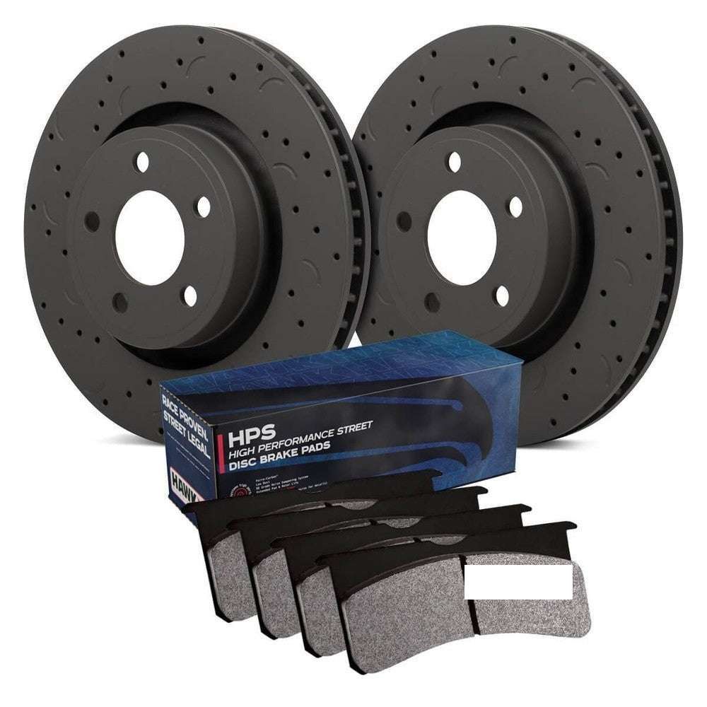HAWK Brake Kit HPS Pads Talon Slotted Drilled Discs 312.2mm HWK-HKC5046.477F - Rear
