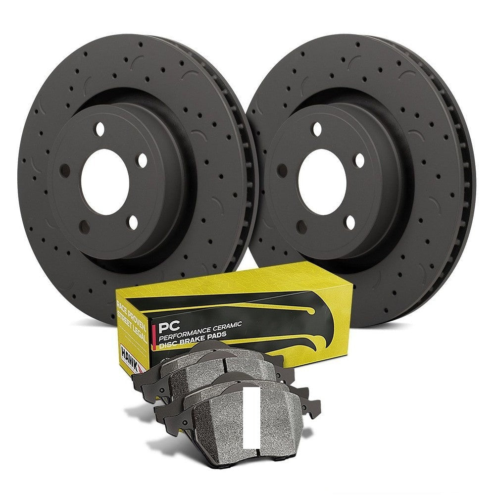 HAWK Brake Kit Pc Pads Talon Slotted Drilled Discs 350mm HWK-HKC4202.194Z - Rear